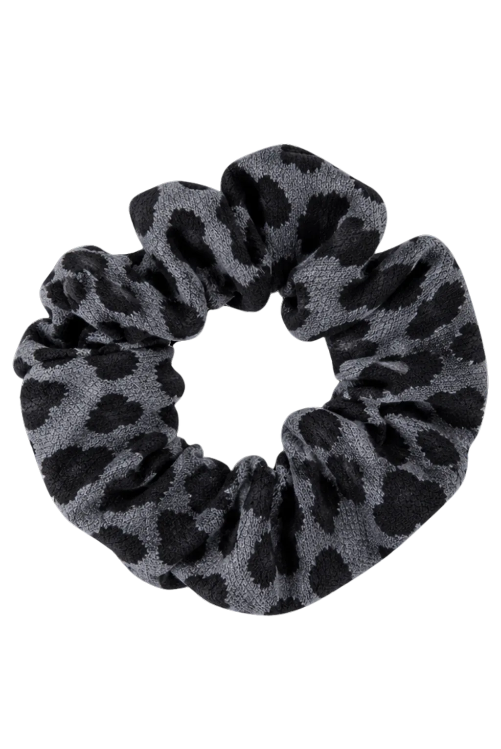 Scrunchie vintage con estampado animal print gris y negro de Maqui Active